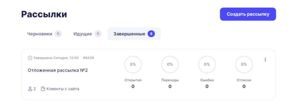 Завершенная отложенная рассылка